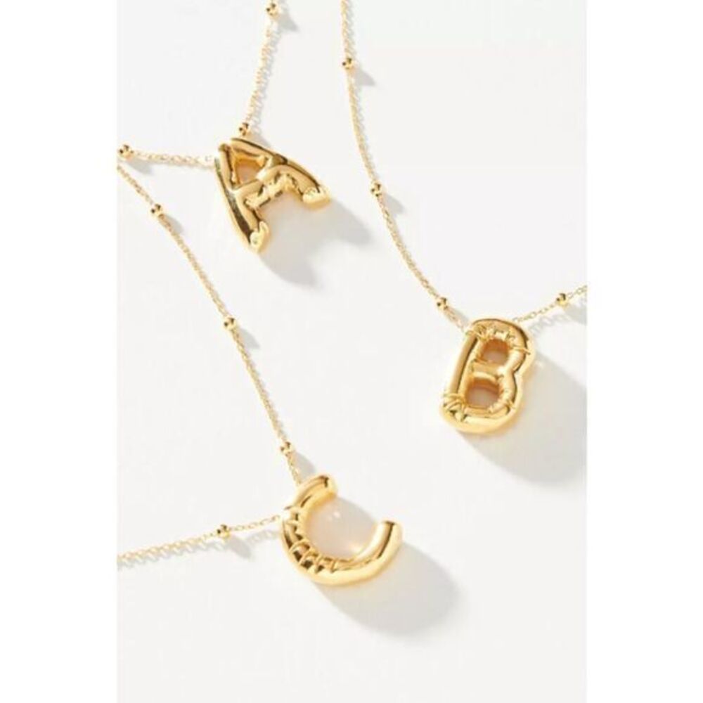 ANTHROPOLOGIE NWT Gold-Plated Bubble Monogram Pendant Necklace